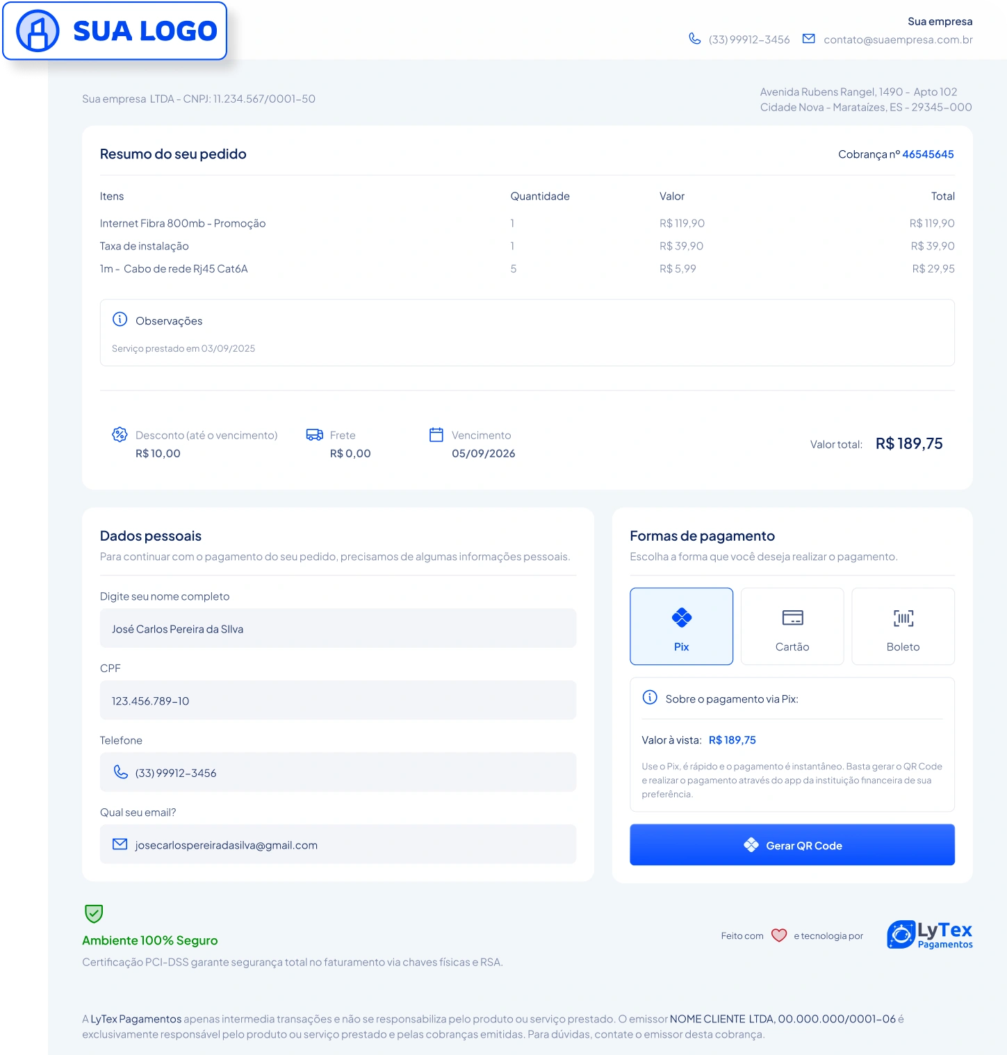 Boleto Personalizado com logo da empresa